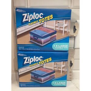 Ziploc Flexible Totes X-Large XL‎ Clear 10 Gallon Zipper Lot of 2 Open Box New